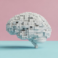 Naklejka premium A creative Lego brain sculpture on a colorful background