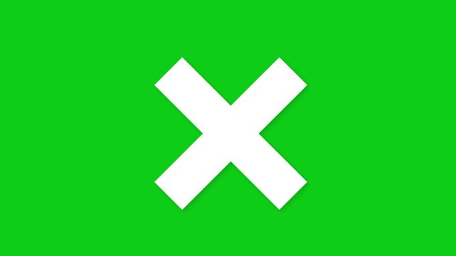 White Cross Sign Animation Green Screen Background 4K