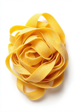 dry pappardelle pasta on a pure white background, 