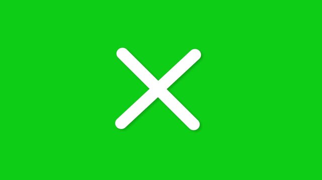 White Cross Sign Animation Green Screen Background 4K