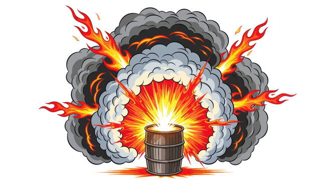Exploding Barrel of Fire and Smoke.