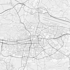 Obraz premium Klagenfurt am Wörthersee City Map. Minimalist black and white line art poster for printing, wallpaper, wall art, and map resources for home and office decor