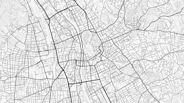 Graz City Map. Minimalist black and white line art poster for printing, wallpaper, wall art, and map resources for home and office decor