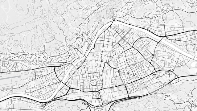 Innsbruck City Map. Minimalist black and white line art poster for printing, wallpaper, wall art, and map resources for home and office decor