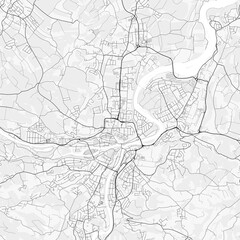 Obraz premium Steyr City Map. Minimalist black and white line art poster for printing, wallpaper, wall art, and map resources for home and office decor
