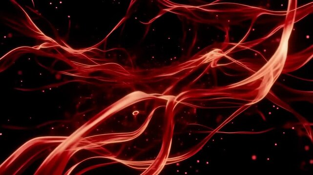 Flowing Red Energy on Black Background