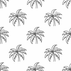 Naklejka premium Black palm tree line art icons.