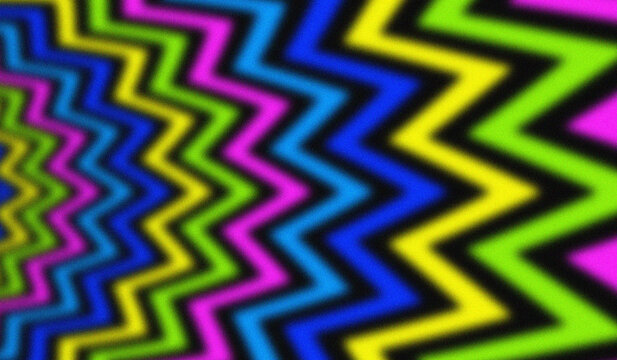 A neon or vibrant color palette, including lime green, yellow, electric blue, magenta, and black as a divider between the colors. This combination creates a retro yet modern feel, with repeating verti