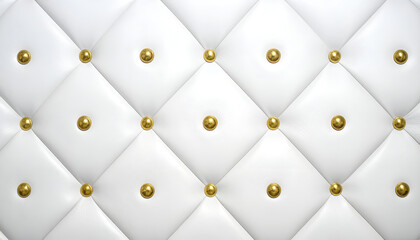 Fototapeta premium White Upholstery with Gold Studs Texture Background.