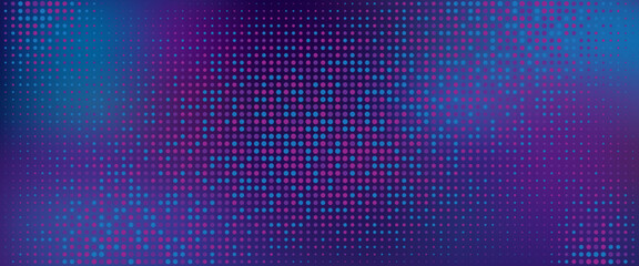 Purple abstract pixel texture bg video screen. Tv pattern background with square noise effect. Futuristic broadcast neon gradient banner for television. Modern vhs led static display element © penanti