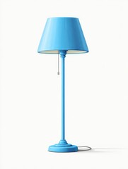 Obraz premium Blue Lamp With Textured Shade On White Background Studio Lighting