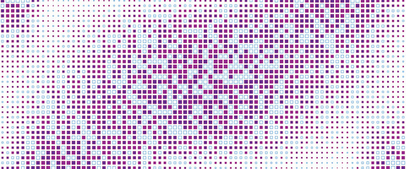 Purple abstract pixel texture bg video screen. Tv pattern background with square noise effect. Futuristic broadcast neon gradient banner for television. Modern vhs led static display element © penanti