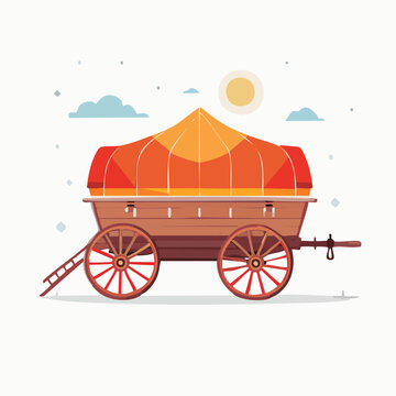 Vintage Circus Wagon with Colorful Tent