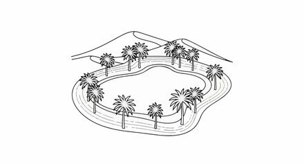Fototapeta premium Oasis with palm trees and sand dunes