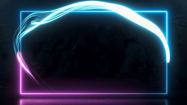 Neon frame animation b roll with glowing light trail motion