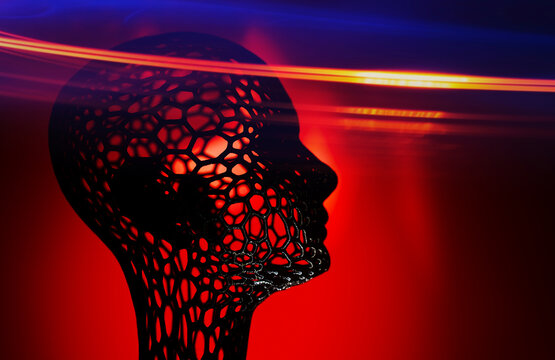 Futuristic humanoid head showing artificial intelligence concept