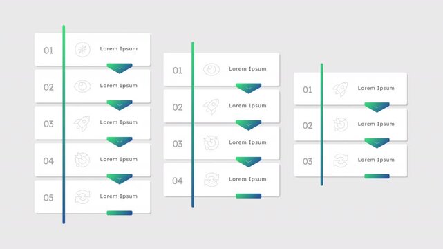 Business presentations infographic template animation set. Startup performance. Sequence options HD video collection. Animated blank diagram visualization. Process layout empty design. Motion graphics