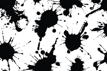 Fototapeta premium Black Ink Splatter Pattern on White Background