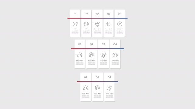 Workflow organization infographic template animation set. Task management. Sequence options HD video collection. Animated blank diagram visualization. Process layout empty design. Motion graphics