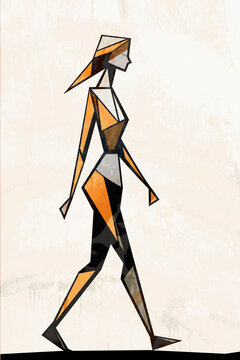 Abstract geometric walking figure in a vector illustration