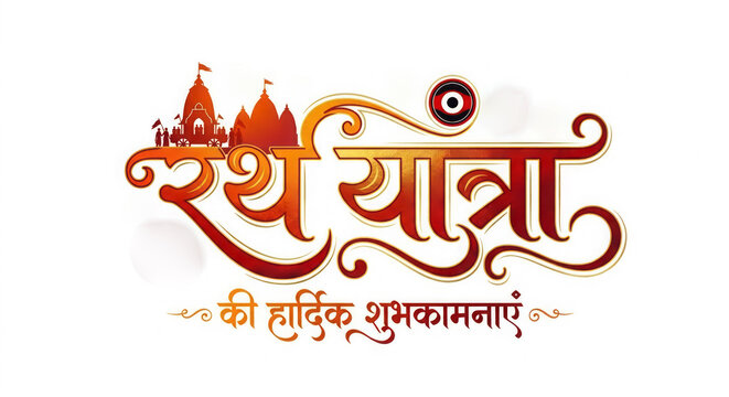 Calligraphy Logo concept design for Rath yatra festive background design.
