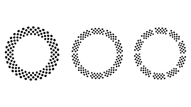 A modern abstract design featuring four concentric circular rings made of blue checkerboard patterns, progressively increasing in size and density. Perfect for technology, digital interface png file 
