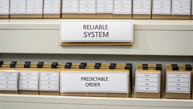 Reliable System and Predictable Order Signs in a Modern Organizational Workspace for File Management and Streamlined Efficiency