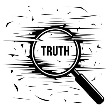 Magnifying glass showing the word truth.