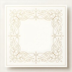 Elegant Golden Flourish Square Frame with Minimalist Line Art on White Background