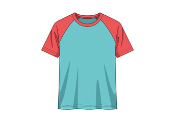 Naklejka premium A vibrant illustration of a short-sleeved turquoise t-shirt with red sleeves