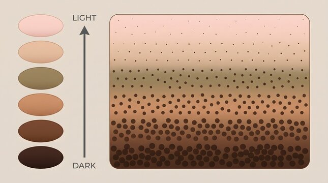 Illustrative Skin Tone Range From Light to Dark Diagram