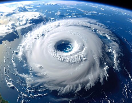 A large hurricane over the ocean from space