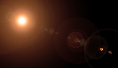 Real anamorphic sun lens flare effect isolated on black background. Optical light leak with artistic bokeh circles and horizontal beam for photo composite, film overlay, and abstract background design © grafcizu