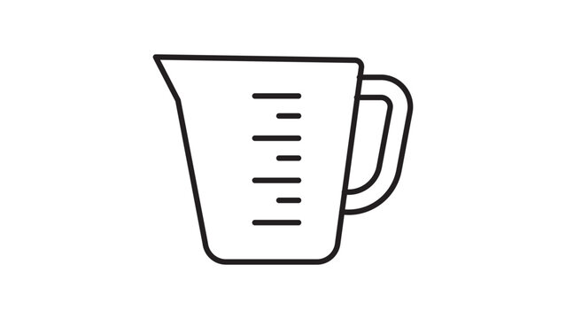 Measuring Cup Vector Icon with Editable Stroke. Minimalist black line illustration of a kitchen measuring jug with scale markings, ideal for cooking, baking, and culinary recipe designs.