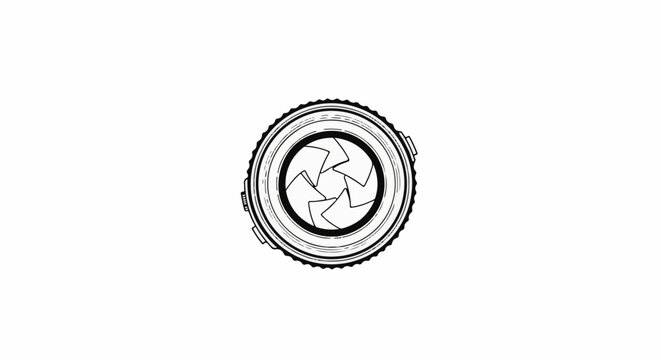 Close-up view of a camera lens diaphragm with aperture blades