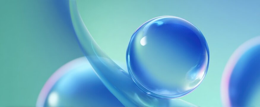 Dive into a dreamy ocean of transparent blue oval discs on a pastel 3D backdrop