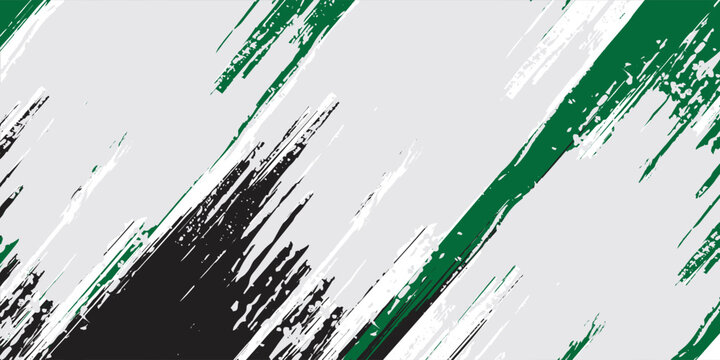 Vibrant abstract painting emulating the United Arab Emirates flag with energetic red, green, white, and black brush strokes