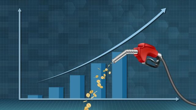 Rising Fuel Costs Animation with Bar Chart and Gas Pump Nozzle