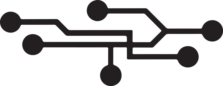 Circuit board path vector showing electronic connections, PCB traces, and digital technology flow