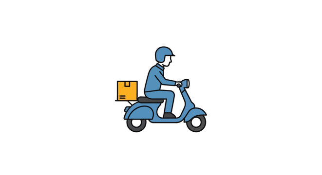 Delivery rider on a scooter with package.