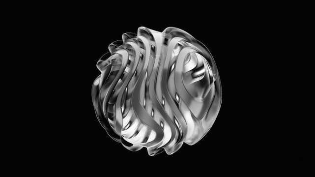 Rotating transparent liquid metal abstract shape black background