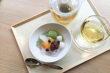 抹茶あんみつとハーブティー © kumiko