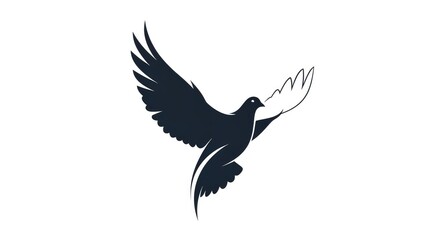 Obraz premium Soaring Silhouette of a Bird in Flight Vector Illustration