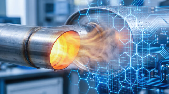 Thermal management industrial pipe heat flow automation system metal tube engineering process