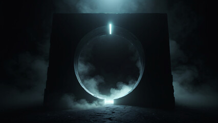 Fototapeta premium Dark Portal Structure With Light In The Center