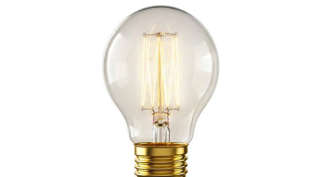 Glowing vintage edison light bulb with a warm filament inside