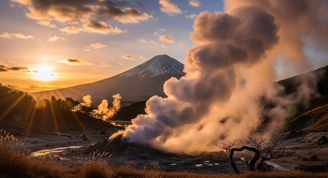 Mountain landscape steam