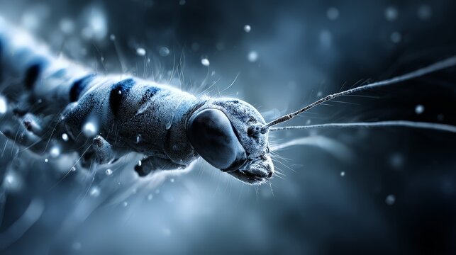 Close-up of a microscopic organism in a dark environment.