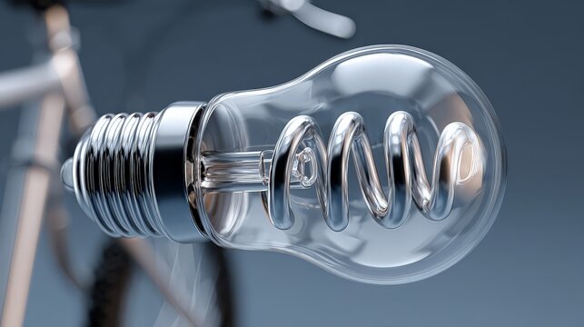 Close-up of an innovative spiral light bulb design on a bike.