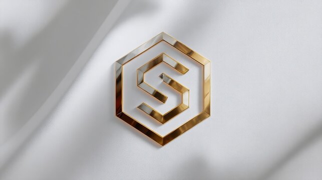 Geometric Hexagon Badge Enclosing an Elegant S Letterform